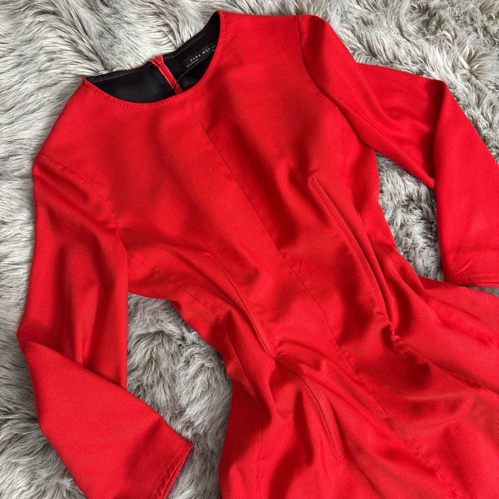 SOLD Zara Bold Red Long Sleeve Dress